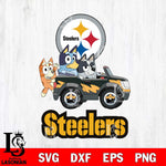 Pittsburgh Steelers Bluey friends car Svg Eps Dxf Png File, Digital Download, Instant Download