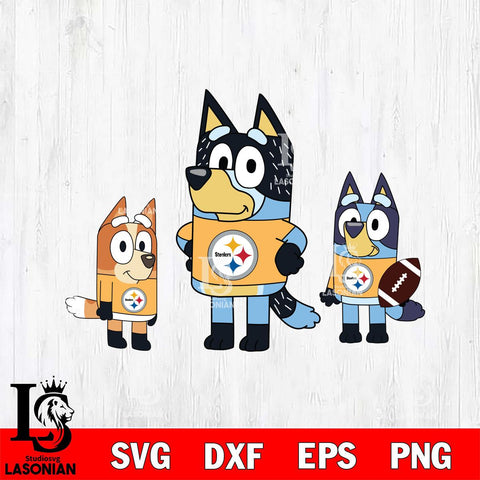 Pittsburgh Steelers Bluey svg , Bluey family NFL Svg Eps Dxf Png File, Digital Download, Instant Download