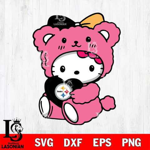 Pittsburgh Steelers Cute Hello Kitty 3 Svg Eps Dxf Png File, Digital Download, Instant Download