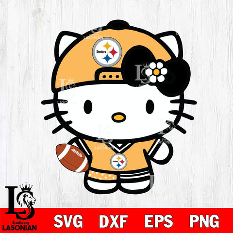 Pittsburgh Steelers Cute Hello Kitty Football 10 Svg Eps Dxf Png File, NFL svg, Digital Download, Instant Download