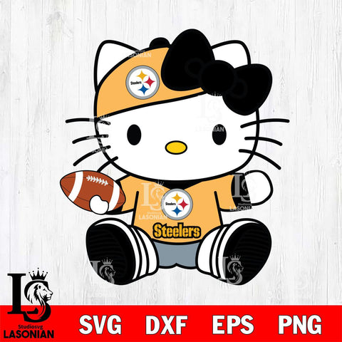 Pittsburgh Steelers Cute Hello Kitty Football 11 Svg Eps Dxf Png File, NFL svg, Digital Download, Instant Download