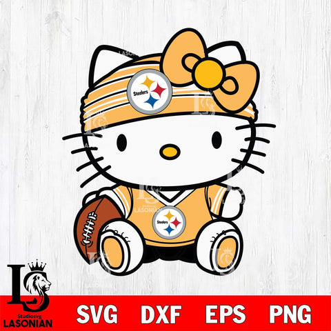 Pittsburgh Steelers Cute Hello Kitty Football 12 Svg Eps Dxf Png File, NFL svg, Digital Download, Instant Download