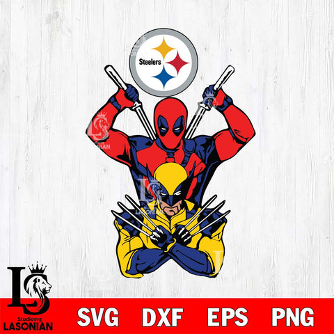 Pittsburgh Steelers Deadpool Wolverine 2 Svg Eps Dxf Png File, Digital Download, Instant Download