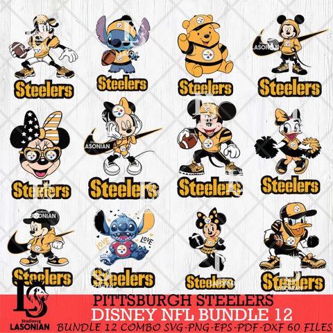 Pittsburgh Steelers Disney NFL Bundle Svg PNG 12 Svg Eps Dxf Png File, Digital Download