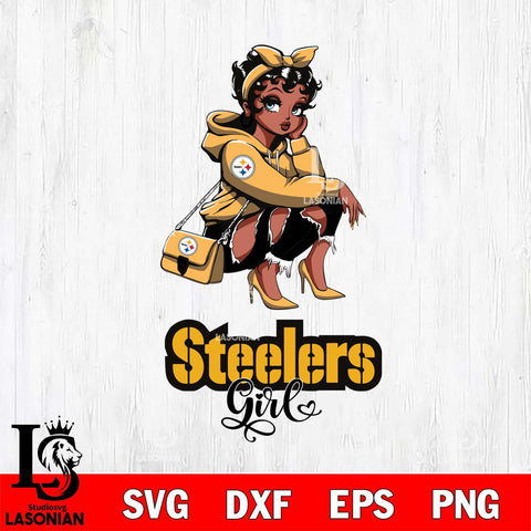 Pittsburgh Steelers Fashion Black Fan Girl Betty Boop Svg Eps Dxf Png File, Digital Download, Instant Download