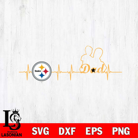 Pittsburgh Steelers Father Heart Beat Svg Eps Dxf Png File, Digital Download, Instant Download