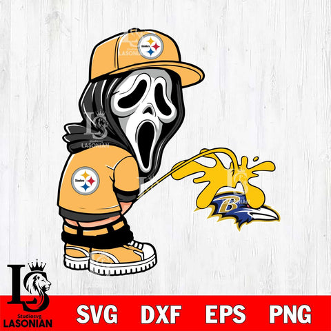 Pittsburgh Steelers Ghostface Piss On Baltimore Ravens Svg Eps Dxf Png File, Digital Download, Instant Download