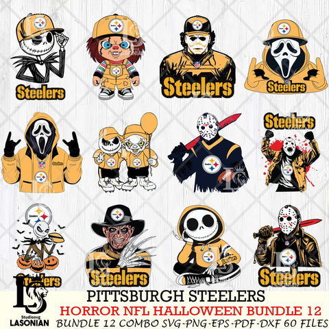 Pittsburgh Steelers Halloween Bundle 12 SVG Svg Eps Dxf Png File, Bundle NFL svg, Digital Download, Instant Download