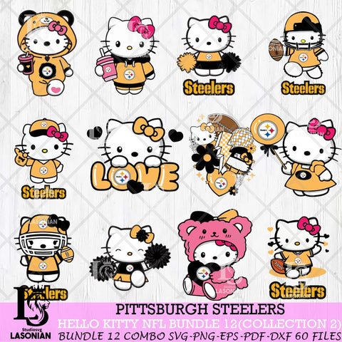 Pittsburgh Steelers Hello Kitty Bundle 12 SVG Svg Eps Dxf Png File, Digital Download, Instant Download