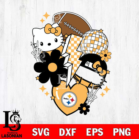 Pittsburgh Steelers Hello Kitty Nfl 2 Svg Eps Dxf Png File, Digital Download, Instant Download