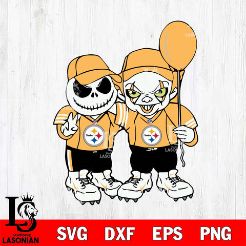 Pittsburgh Steelers Jack Skellington And Pennywise Football Svg Eps Dxf Png File, Digital Download, Instant Download