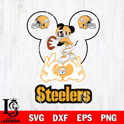 Pittsburgh Steelers Mickey Heart Rugby Svg Eps Dxf Png File, Digital Download ,Instant Download, Cricut File