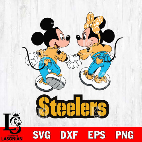 Pittsburgh Steelers Mickey Minnie Valentine Rugby Svg Eps Dxf Png File, Digital Download ,Instant Download, Cricut File