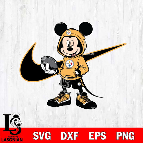 Pittsburgh Steelers Mickey Wearing Hoodie Sport Svg Eps Dxf Png File, Digital Download, Instant Download