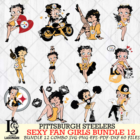 Pittsburgh Steelers Sexy Fan Girls Bundle 12 Svg Eps Dxf Png File, Digital Download, Instant Download