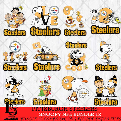 Pittsburgh Steelers Snoopy NFL Bundle 12 SVG Eps Dxf Png File, NFL svg, Digital Download, Instant Download