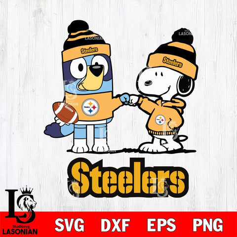 Pittsburgh Steelers Snoopy & Bluey Football Svg Eps Dxf Png File,NFL Svg Files,Christmas svg ,Digital Download ,Instant Download