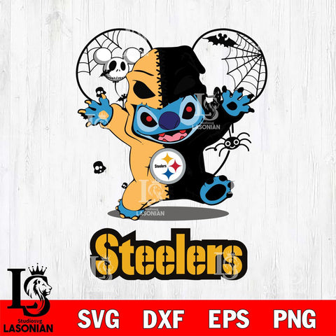 Pittsburgh Steelers Stitch Horror Halloween 2 Svg Eps Dxf Png File, Digital Download, Instant Download