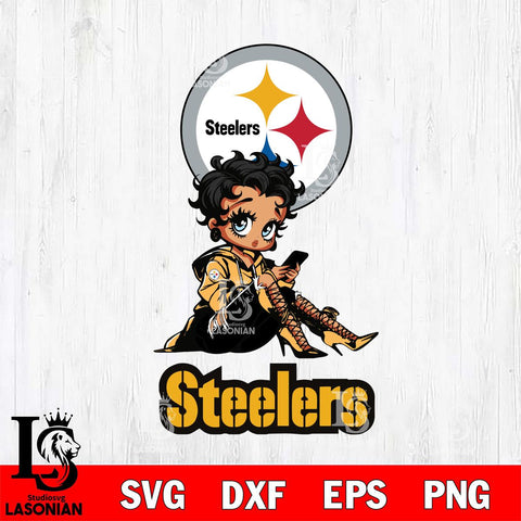 Pittsburgh Steelers Style Black Fan Girl Betty Boop Svg Eps Dxf Png File, Digital Download, Instant Download