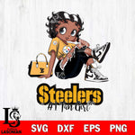 Pittsburgh Steelers #1 Black Fan Girl Betty Boop Svg Eps Dxf Png File, Digital Download, Instant Download