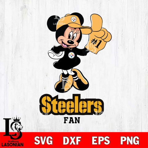 Pittsburgh Steelers #1 Fan Minnie Mouse Svg Eps Dxf Png File, Digital Download, Instant Download