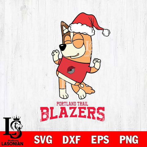 Portland Trail Blazers Bluey Chilli Happy Christmas Svg Eps Dxf Png File, Digital Download