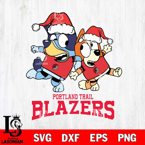 Portland Trail Blazers Bluey Christmas Holiday Svg Eps Dxf Png File, Digital Download