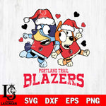 Portland Trail Blazers Bluey Christmas NFL Svg Eps Dxf Png File, Digital Download