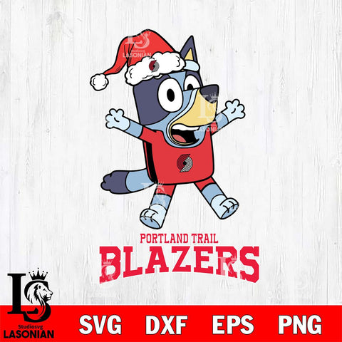 Portland Trail Blazers Bluey Happy Christmas Svg Eps Dxf Png File, Digital Download