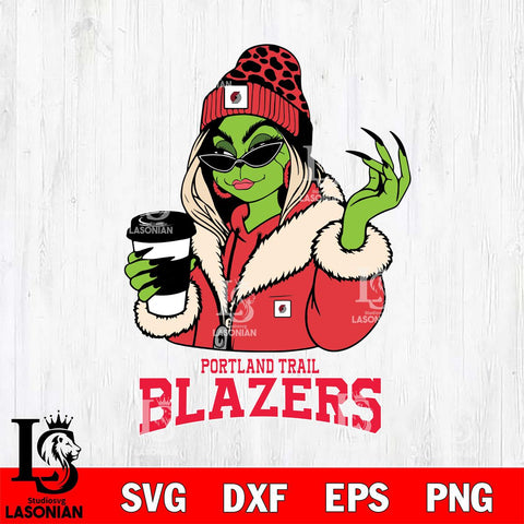 Portland Trail Blazers Boujee Grinch Girls Christmas Cut Files Cricut, Svg Dxf Eps Png file , Silhouette