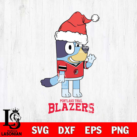 Portland Trail Blazers Christmas Bluey Say Hi Svg , Christmas Svg , Bluey svg , Digital Download, dxf eps png pdf file