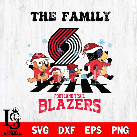 Portland Trail Blazers Family Bluey Christmas Svg Eps Dxf Png File, Digital Download