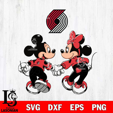 Portland Trail Blazers Fan Minnie And Mickey Love Svg Eps Dxf Png File, Digital Download, Instant Download