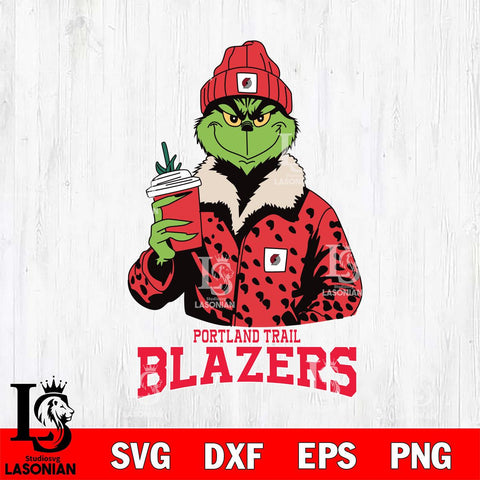 Portland Trail Blazers Grinch Christmas Cut Files Cricut, Svg Dxf Eps Png file , Silhouette