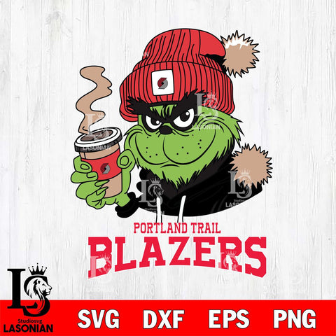 Portland Trail Blazers Grinch Cofffe Hoodie Cut Files Cricut, Svg Dxf Eps Png file , Silhouette