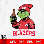 Portland Trail Blazers Grinch Drinking Beer Christmas Cut Files Cricut, Svg Dxf Eps Png file , Silhouette