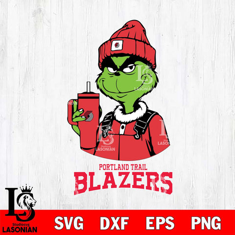 Portland Trail Blazers Grinch Football Christmas Cut Files Cricut, Svg Dxf Eps Png file , Silhouette