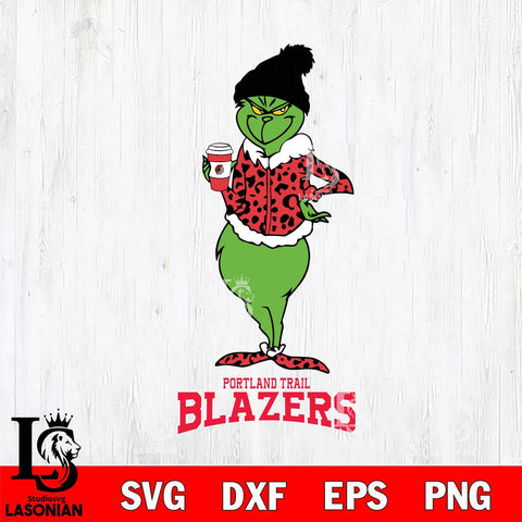 Portland Trail Blazers Grinch Leopard Coffee Svg Eps Dxf Png File, Digital Download, Instant Download