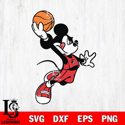 Portland Trail Blazers Mickey NBA basketball Svg Eps Dxf Png File, Digital Download, Instant Download