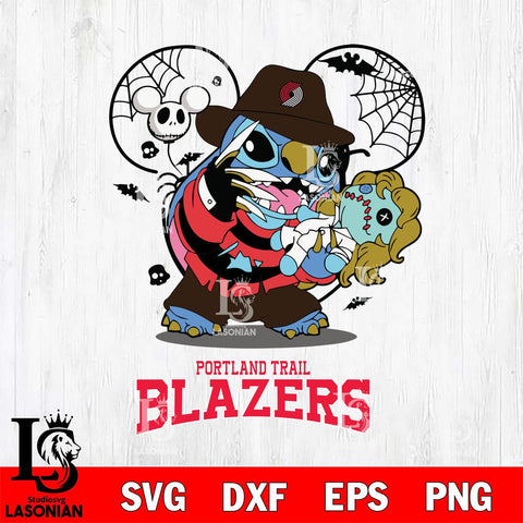 Portland Trail Blazers Stitch Freddy Krueger Halloween Svg Eps Dxf Png File, Digital Download, Instant Download