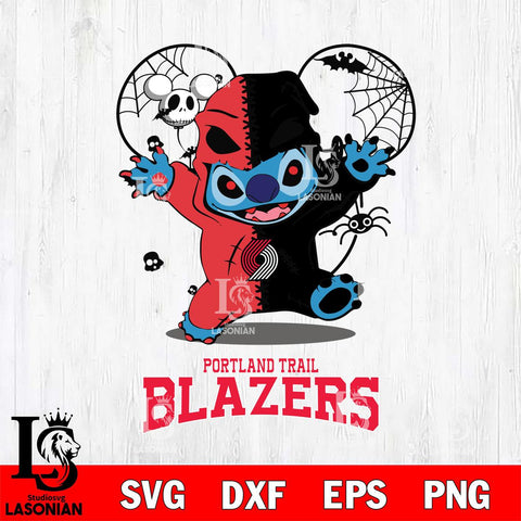 Portland Trail Blazers Stitch Horror Halloween 2 Svg Eps Dxf Png File, Digital Download, Instant Download