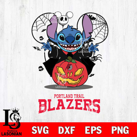 Portland Trail Blazers Stitch Horror Halloween Svg Eps Dxf Png File, Digital Download, Instant Download