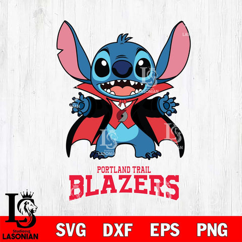 Portland Trail Blazers Stitch Vampire halloween Svg Eps Dxf Png File, NBA svg, Digital Download, Instant Download