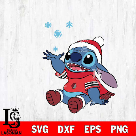 Portland Trail Blazers Stitch Wearing Winter Scarf Svg Dxf Eps Png file, Digital download,Clipart, Cut Files Cricut , Silhouette