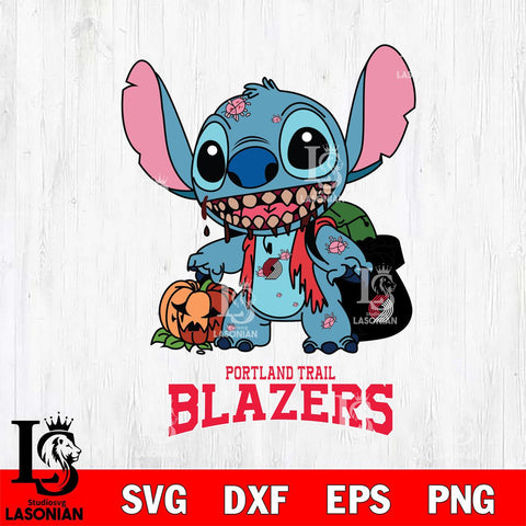 Portland Trail Blazers Stitch Zombie Svg Eps Dxf Png File, NBA svg, Digital Download, Instant Download