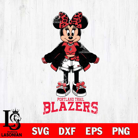 Portland Trail Blazers Style Minnie Disney Svg Eps Dxf Png File, Digital Download, Instant Download