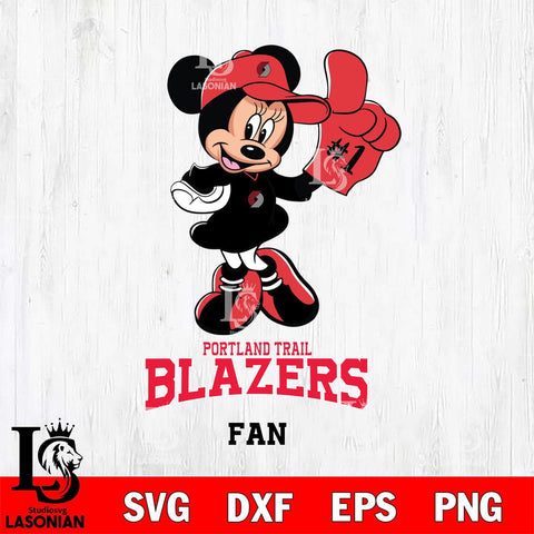 Portland Trail Blazers #1 Fan Minnie Mouse Svg Eps Dxf Png File, Digital Download, Instant Download