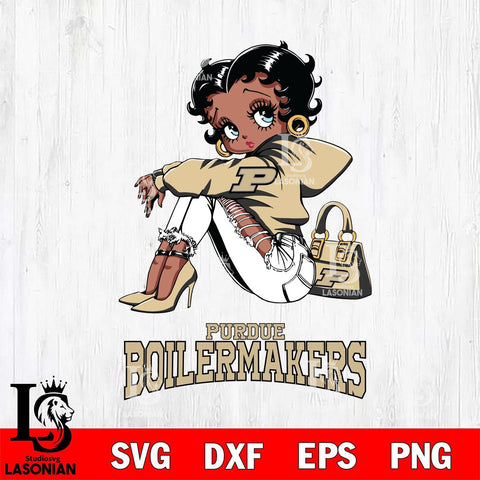 Purdue Boilermakers Betty Boop Black Fan Girl Svg Eps Dxf Png File, Digital Download, Instant Download