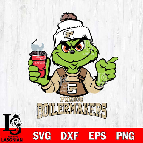 Purdue Boilermakers Grinch with coffee Svg Eps Dxf Png File, Digital Download, Instant Download