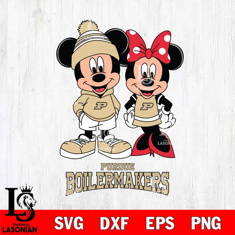 Purdue Boilermakers Mickey Minnie Mouse Cute Football Svg Eps Dxf Png File, NCAA svg , File Cut , Digital Download , Instant Download, Cut Svg Files